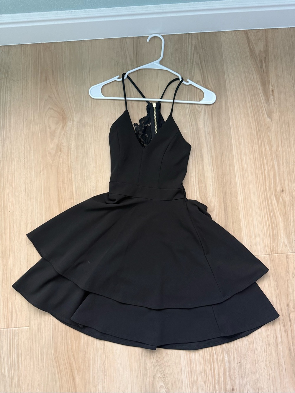 Black Strappy Tiered Skater Dress - Women